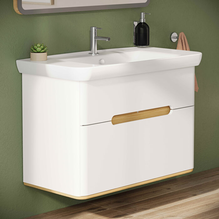 VitrA Sento Lavabo Dolabı, 100 cm, İki Çekmeceli, Aydınlatmalı, Mat Beyaz - Görsel 17