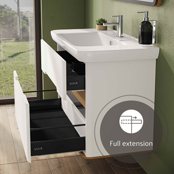VitrA Sento Lavabo Dolabı, 100 cm, İki Çekmeceli, Aydınlatmalı, Mat Beyaz - Görsel 4