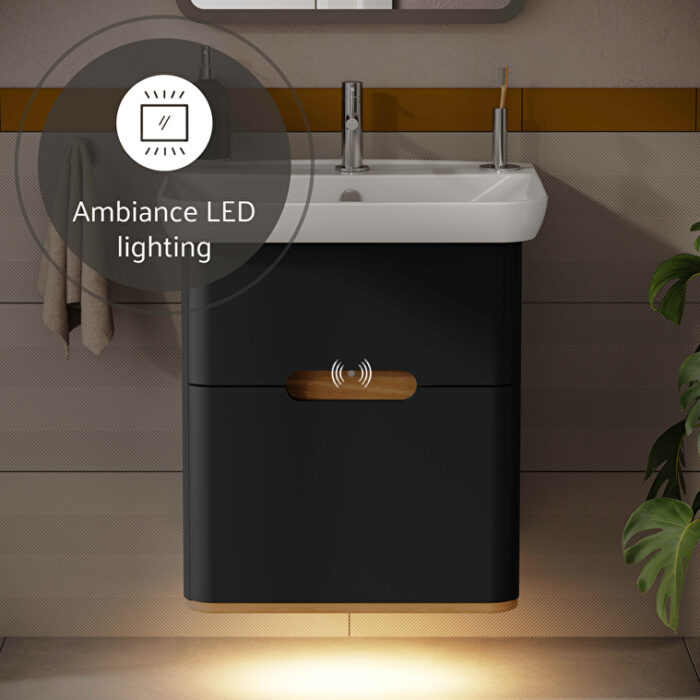 VitrA Sento Lavabo Dolabı, 65 cm, İki Çekmeceli, Aydınlatmalı, Mat Antrasit - Görsel 8