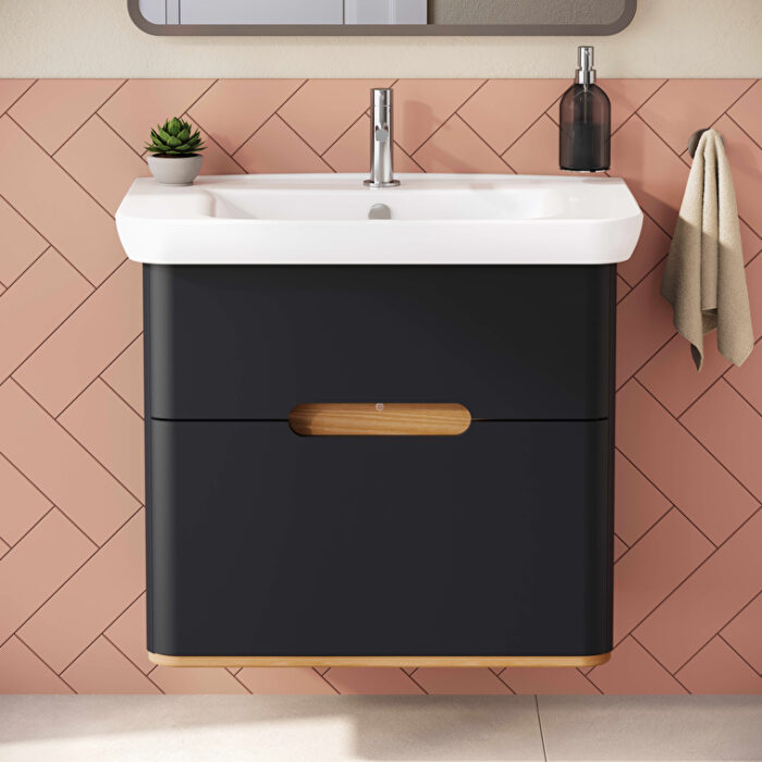VitrA Sento Lavabo Dolabı, 80 cm, İki Çekmeceli, Aydınlatmalı, Mat Antrasit - Görsel 6