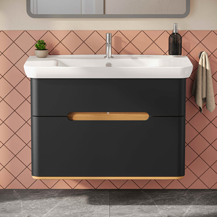 VitrA Sento Lavabo Dolabı, 100 cm, İki Çekmeceli, Aydınlatmalı, Mat Antrasit - Görsel 6