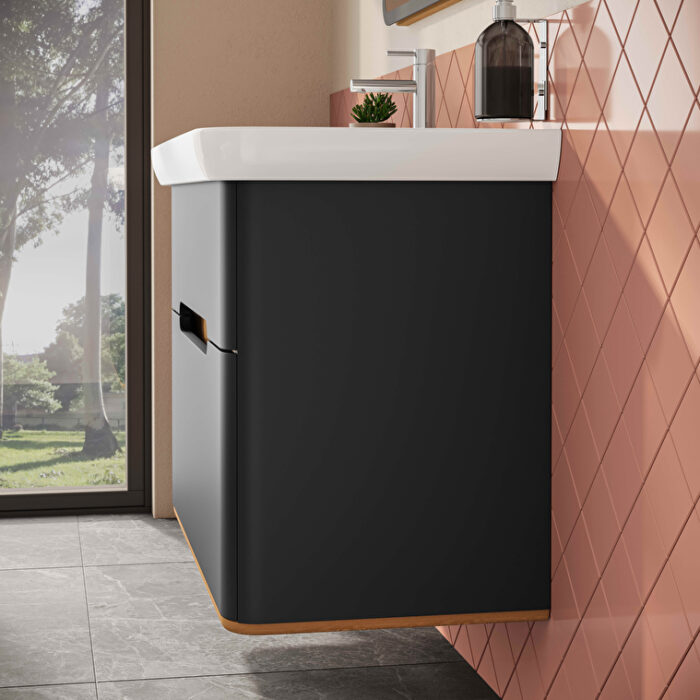 VitrA Sento Lavabo Dolabı, 100 cm, İki Çekmeceli, Aydınlatmalı, Mat Antrasit - Görsel 19