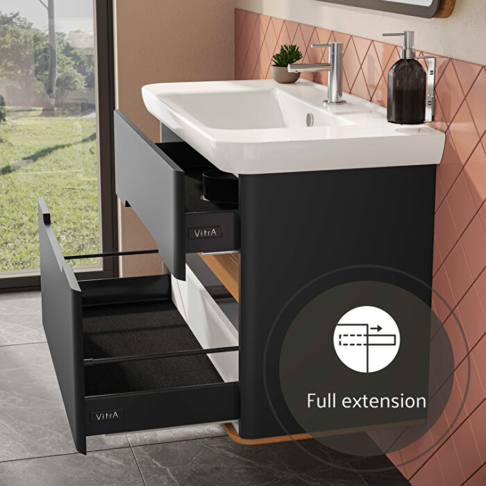VitrA Sento Lavabo Dolabı, 100 cm, İki Çekmeceli, Aydınlatmalı, Mat Antrasit - Görsel 4
