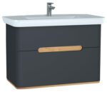 VitrA Sento Lavabo Dolabı, 100 cm, İki Çekmeceli, Aydınlatmalı, Mat Antrasit