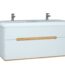 VitrA Sento Lavabo Dolabı, 130 cm, İki Çekmeceli, Çift Hazneli Lavabolu, Aydınlatmalı, Mat Beyaz - 61187 - Banyo Alt Modülleri