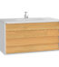 VitrA Frame Lavabo Dolabı, 100 cm, İki Çekmeceli, Beyaz Etajerli Lavabolu, Mat Soft Beyaz & Dore Meşe - 61232 - Banyo Alt Modülleri