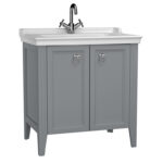 VitrA Valarte Lavabo Dolabı, 80 cm, İki Kapaklı, Etajerli Lavabolu, Mat Gri - 62154 - Banyo Alt Modülleri