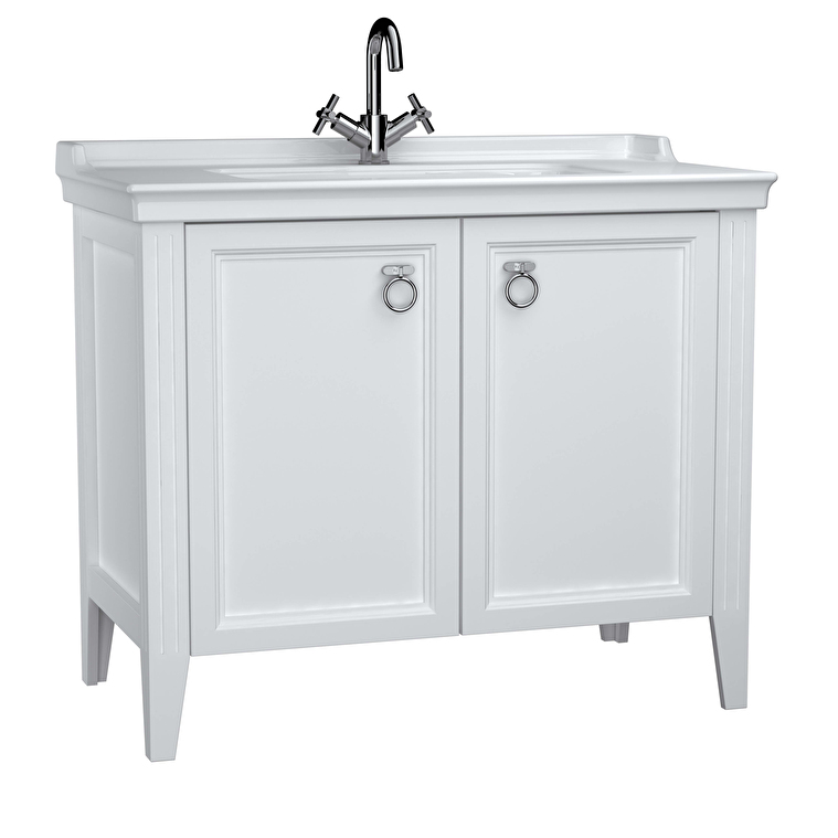 VitrA Valarte Lavabo Dolabı, 100 cm, İki Kapaklı, Etajerli Lavabolu, Mat Beyaz - 62156 - Banyo Alt Modülleri