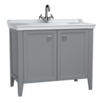 VitrA Valarte Lavabo Dolabı, 100 cm, İki Kapaklı, Etajerli Lavabolu, Mat Gri