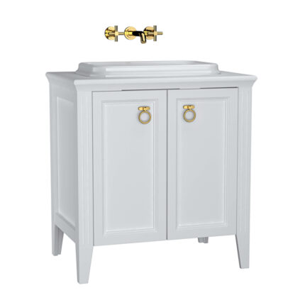 VitrA Valarte Lavabo Dolabı, 80 cm, İki Kapaklı , Tezgahüstü Lavabolu, Armatür Deliksiz, Mat Beyaz - 62168 - Banyo Alt Modülleri
