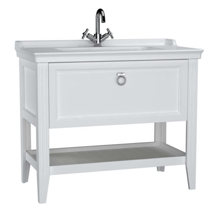VitrA Valarte Lavabo Dolabı, 100 cm, Bir Çekmeceli, Etajerli Lavabolu, Mat Beyaz - 62183 - Banyo Alt Modülleri