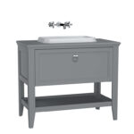 VitrA Valarte Lavabo Dolabı, 100 cm, Bir Çekmeceli, Tezgahüstü Lavabolu, Armatür Deliksiz, Mat Gri - 62199 - Banyo Alt Modülleri