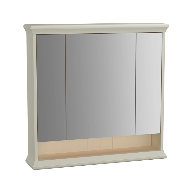 VitrA Valarte Dolaplı Ayna, 80 cm, Üç Kapaklı, Mat Fildişi - 62233 - Banyo Üst Modülleri