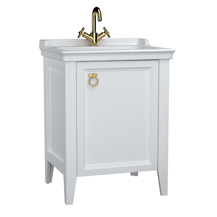 VitrA Valarte Lavabo Dolabı, 65 cm, Bir Kapaklı, Etajerli Lavabolu, Mat Beyaz, Sağ - 62259 - Banyo Alt Modülleri