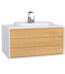 VitrA Frame Lavabo Dolabı, 80 cm, Bir Çekmeceli, Tezgahüstü Tv-Shape Lavabolu, Armatür Delikli, Mat Soft Beyaz & Dore Meşe - 62286 - Banyo Alt Modülleri