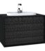 VitrA Frame Lavabo Dolabı, 80 cm, İki Çekmeceli, Tezgahüstü Tv-Shape Lavabolu, Armatür Delikli, Mat Soft Siyah & Hareli Siyah Meşe - 62296 - Banyo Alt Modülleri