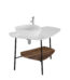 VitrA Plural Tezgah Ünitesi, 100 cm, Raflı, Sol Armatür Delikli, Parlak Beyaz Seramik Tezgah, Koyu Meşe, Lavabosuz - 62570 - Banyo Alt Modülleri