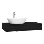 VitrA Origin Tezgah, 90 cm, İki Çekmeceli, Sol Sifon Delikli, Hareli Siyah Meşe - 65673 - Fonksiyonel ve Tamamlayıcı Ürünler