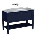 VitrA Valarte Neo Lavabo Dolabı, 120 cm, Bir Çekmeceli, Tezgahüstü Lavabolu, Mermer Tezgahlı, Çelik Mavisi