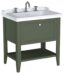 VitrA Valarte Neo Lavabo Dolabı, 80 cm, Bir Çekmeceli, Etajerli Lavabolu, Üç Armatür Delikli, Retro Yeşil - 65818 - Banyo Alt Modülleri
