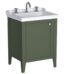 VitrA Valarte Neo Lavabo Dolabı, 65 cm, Bir Kapaklı, Etajerli Lavabolu, Üç Armatür Delikli, Retro Yeşil, Sol - 65834 - Banyo Alt Modülleri