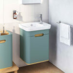 VitrA Sento Lavabo Dolabı, 50 cm, Bir Kapaklı, Dar, Aydınlatmalı, Mat Fiyord Yeşili, Sol - 65868 - Banyo Alt Modülleri - 5
