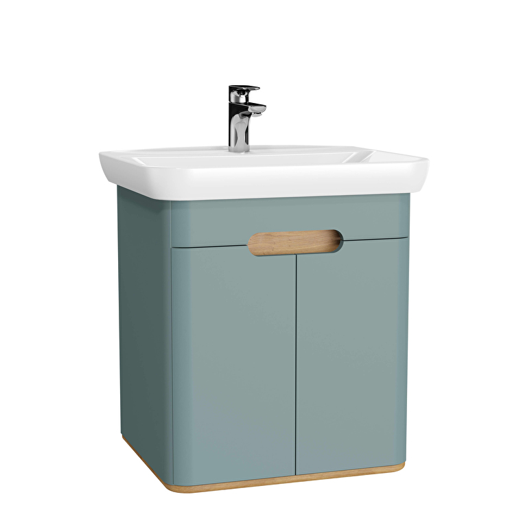VitrA Sento Lavabo Dolabı, 65 cm, İki Kapaklı, Aydınlatmalı, Mat Fiyord Yeşili - 65870 - Banyo Alt Modülleri