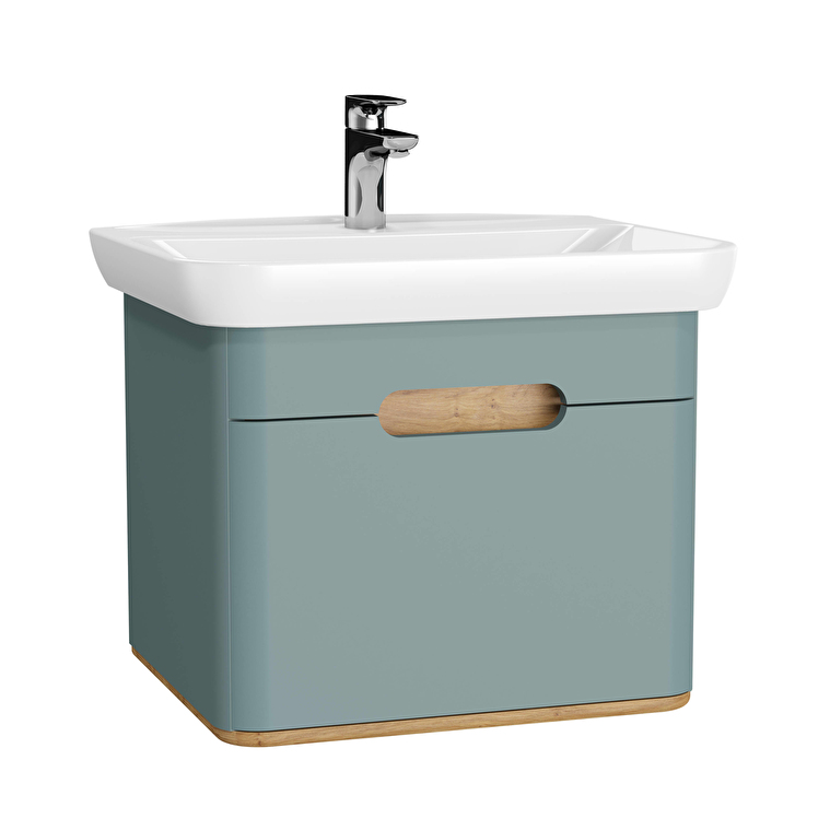 VitrA Sento Lavabo Dolabı, 65 cm, Bir Çekmeceli, Aydınlatmalı, Mat Fiyord Yeşili