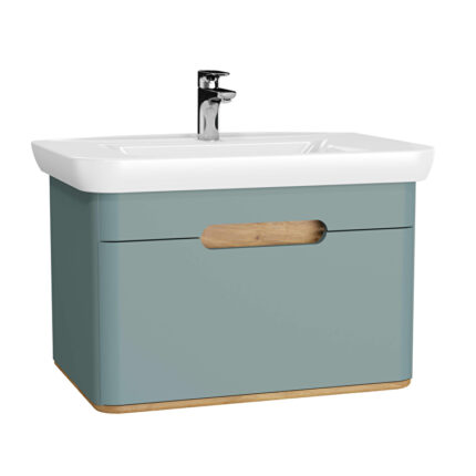 VitrA Sento Lavabo Dolabı, 80 cm, Bir Çekmeceli, Aydınlatmalı, Mat Fiyord Yeşili - 65874 - Banyo Alt Modülleri