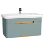 VitrA Sento Lavabo Dolabı, 100 cm, Bir Çekmeceli, Aydınlatmalı, Mat Fiyord Yeşili - 65875 - Banyo Alt Modülleri