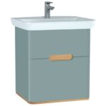 VitrA Sento Lavabo Dolabı, 65 cm, İki Çekmeceli, Aydınlatmalı, Mat Fiyord Yeşili