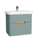 VitrA Sento Lavabo Dolabı, 80 cm, İki Çekmeceli, Aydınlatmalı, Mat Fiyord Yeşili - 65877 - Banyo Alt Modülleri