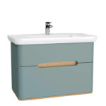 VitrA Sento Lavabo Dolabı, 100 cm, İki Çekmeceli, Aydınlatmalı, Mat Fiyord Yeşili - 65878 - Banyo Alt Modülleri
