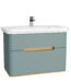 VitrA Sento Lavabo Dolabı, 100 cm, İki Çekmeceli, Aydınlatmalı, Mat Fiyord Yeşili - 65878 - Banyo Alt Modülleri