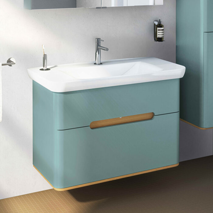 VitrA Sento Lavabo Dolabı, 100 cm, İki Çekmeceli, Aydınlatmalı, Mat Fiyord Yeşili - 65878 - Banyo Alt Modülleri - 5