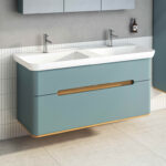 VitrA Sento Lavabo Dolabı, 130 cm, İki Çekmeceli, Çift Hazneli Lavabolu, Aydınlatmalı, Mat Fiyord Yeşili - 65879 - Banyo Alt Modülleri - 5