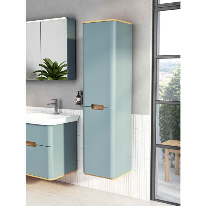 65892-2.jpg VitrA Sento Boy Dolabı, 40 cm, İki Kapaklı, Çamaşır Sepetli, Prizli, Mat Fiyord Yeşili, Sol - 65892 - Boy Dolaplar - 4