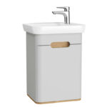VitrA Sento Lavabo Dolabı, 50 cm, Bir Kapaklı, Dar, Aydınlatmalı, Mat Açık Gri, Sağ