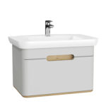 VitrA Sento Lavabo Dolabı, 80 cm, Bir Çekmeceli, Aydınlatmalı, Mat Açık Gri