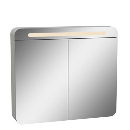 VitrA Sento Dolaplı Ayna, 80 cm, İki Kapaklı, Aydınlatmalı, Mat Açık Gri