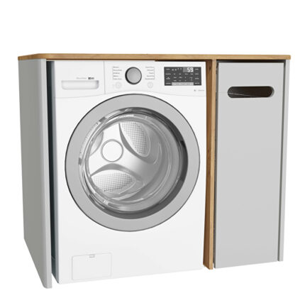 VitrA Sento Demonte Çamaşır Makinesi Ünitesi, 105 cm, Bir Çekmeceli, Çamaşır Sepetli, Mat Açık Gri, Sağ