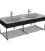 VitrA Equal Lavabo Ünitesi, 130 cm, Raflı, Çift Hazneli Gri Lavabolu, Hareli Siyah Meşe - 66066 - Fonksiyonel ve Tamamlayıcı Ürünler