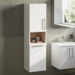 VitrA Root Flat Boy Dolabı, 40 cm, İki Kapaklı, Kısa, Çamaşır Sepetli, Parlak Beyaz, Sol - 66237 - Boy Dolaplar - 1