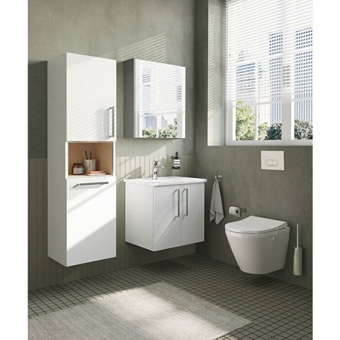 66237_1-2.jpg VitrA Root Flat Boy Dolabı, 40 cm, İki Kapaklı, Kısa, Çamaşır Sepetli, Parlak Beyaz, Sol - 66237 - Boy Dolaplar - 2