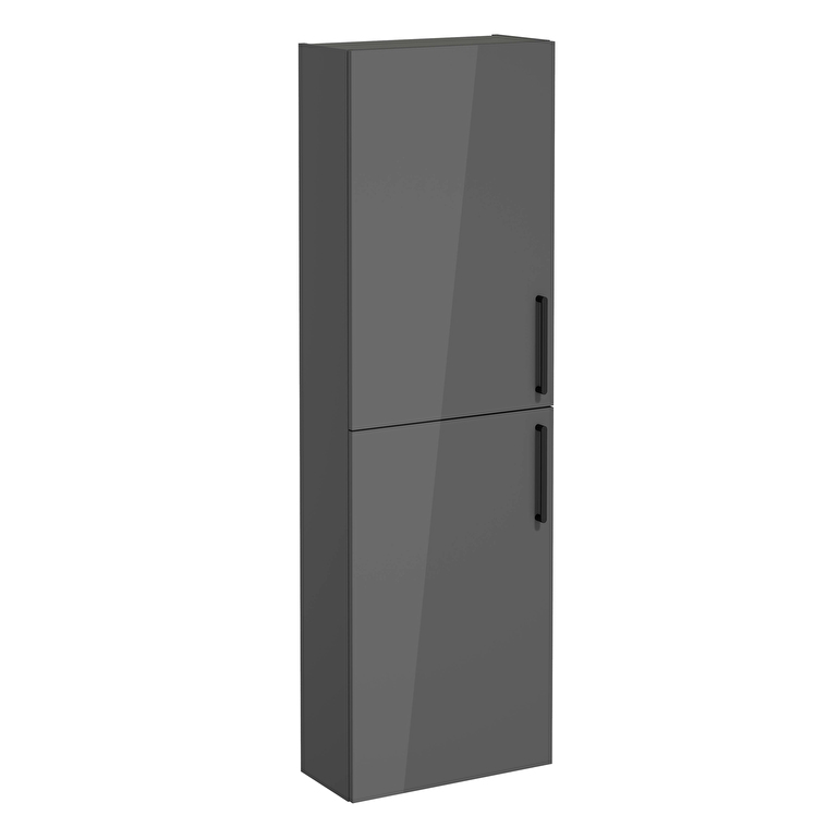VitrA Root Flat Boy Dolabı, 55 cm, İki Kapaklı, Dar, Parlak Antrasit - 66242 - Boy Dolaplar