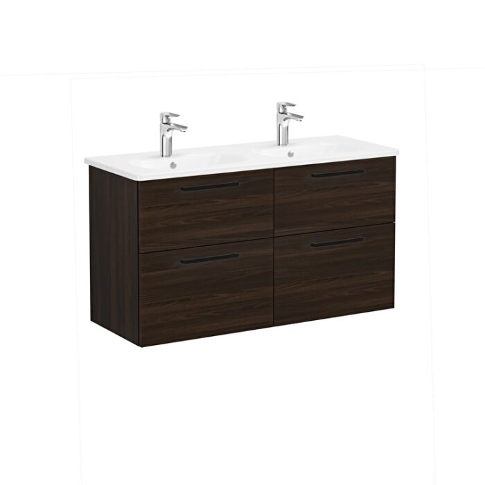 VitrA Root Flat Lavabo Dolabı, 120 cm, Dört Çekmeceli, Yuvarlak Lavabo, Ceviz - 66277 - Banyo Alt Modülleri - 2