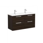 VitrA Root Flat Lavabo Dolabı, 120 cm, Dört Çekmeceli, Yuvarlak Lavabo, Ceviz - 66277 - Banyo Alt Modülleri - 1