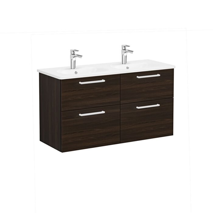 VitrA Root Flat Lavabo Dolabı, 120 cm, Dört Çekmeceli, Yuvarlak Lavabo, Ceviz - 66277 - Banyo Alt Modülleri - 1