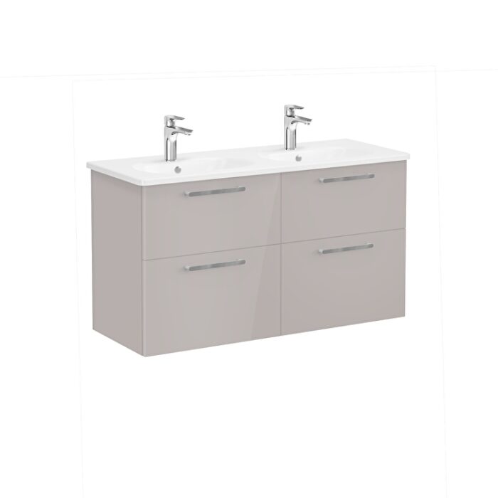 VitrA Root Flat Lavabo Dolabı, 120 cm, Dört Çekmeceli, Yuvarlak Lavabo, Parlak Sahra Beji - 66285 - Banyo Alt Modülleri - 1