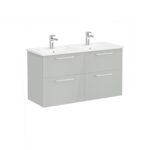 VitrA Root Flat Lavabo Dolabı, 120 cm, Dört Çekmeceli, Köşeli Lavabo, Parlak İnci Grisi - Görsel 2